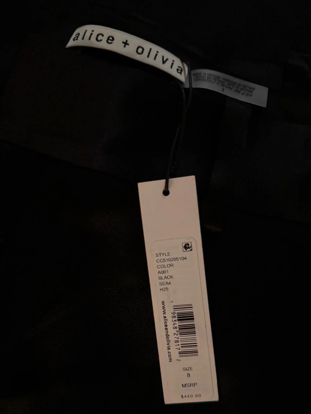 Alice + Olivia Black Satin Wide-Leg Trousers - Picture 5 of 5